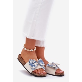 Naisten tossut, joissa on keula korkki -alustalla sininen beige 1