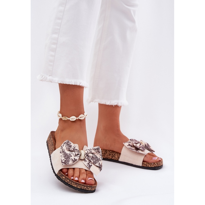 Naisten tossut, joissa on keula korkkilavalla beige 2