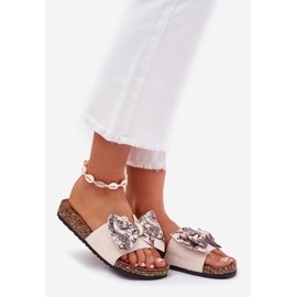 Naisten tossut, joissa on keula korkkilavalla beige 1