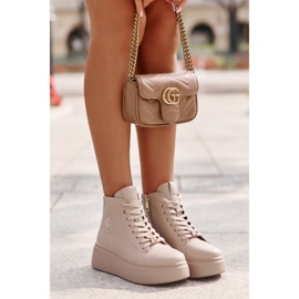 Naisten korkeat nahkalenkkarit alustalla Vinceza 66707 beige 6