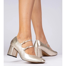 Kultaisten naisten pumput pylväällä soljella kultainen 1