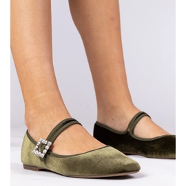 Vihreät naisten veluuri balleriinit solki 1