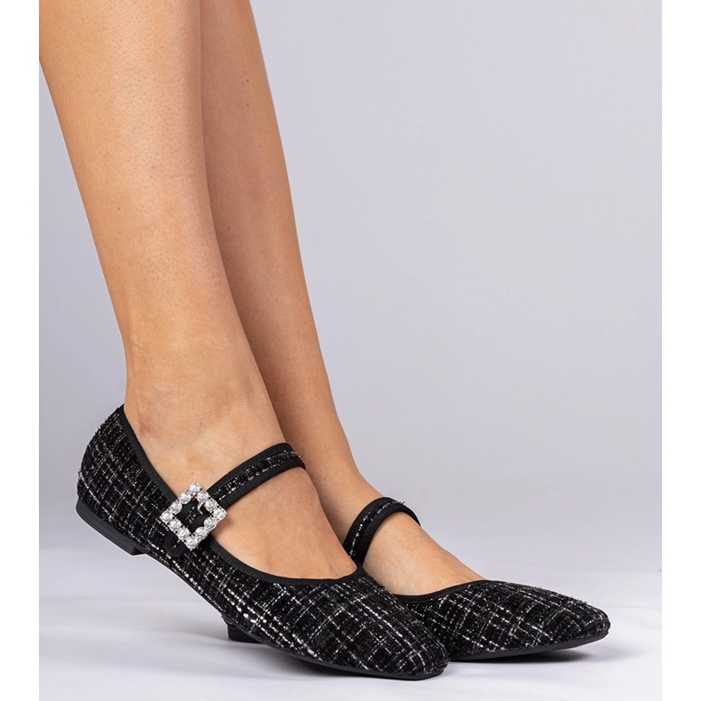 Mustat naisten balleriinit solki ja kiteet 2