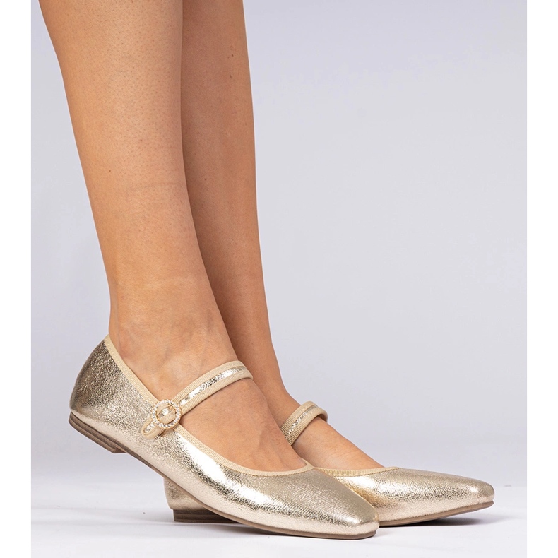 Kultaisten naisten balleriinit zirkoneilla kultainen 2