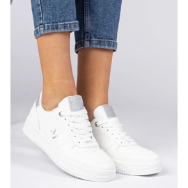 Naisten valkoiset lenkkarit hopeakimmillä valkoinen 1