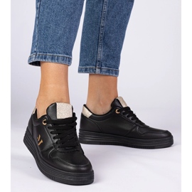 Mustat naisten lenkkarit kultaisella kimalteella 1