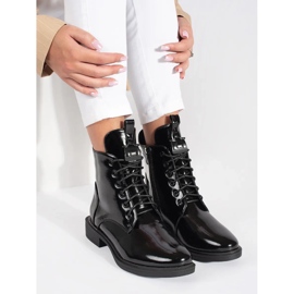 Mustat naisten nauhalliset nilkkurit ekologisesta kiiltonahasta 1