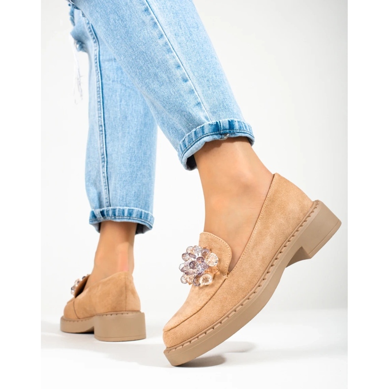 W. Potocki Naisten beigenväriset mokkanahkahousut Potockilta 2