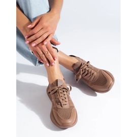 Naisten urheilukengät ruskeat Big Star LL274416 Memory Foam beige 2