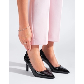 Klassiset naisten pumput Shelovet mustaksi lakatut korkokengät 1