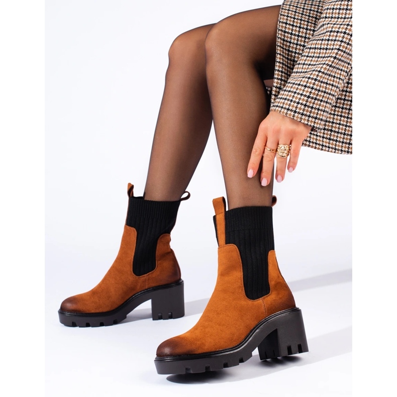 Potockin Camel-nilkkurit leveällä kantapäällä ruskea 1