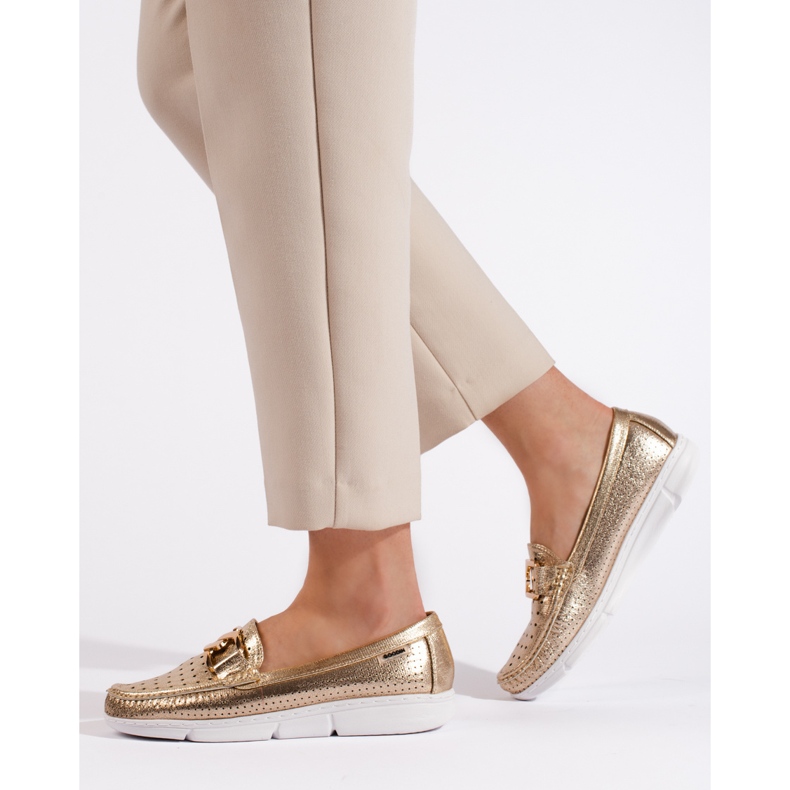 Goodin Naisten kultaiset mokasiinit soljella kultainen 2