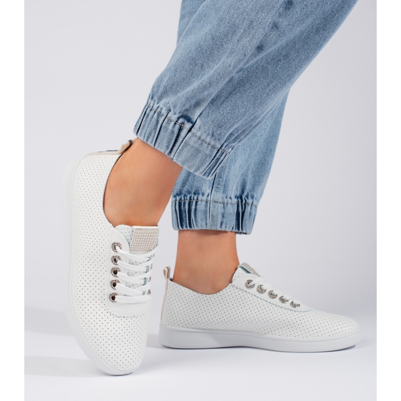 Naisten harjakattoiset valkoiset tennarit valkoinen 2