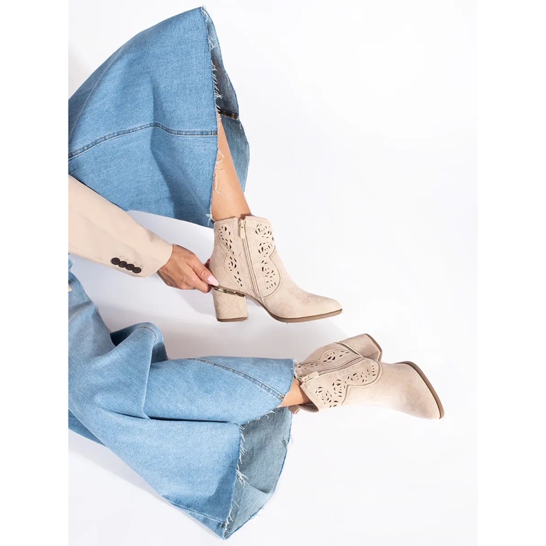 Seastar Naisten beigenväriset harjakattoiset cowboysaappaat 2