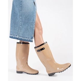 Naisten beigenväriset korkeapatentoidut Wellington-saappaat 1