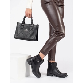 Mustat naisten nilkkurit, joissa solki matalassa kantapäässä 2