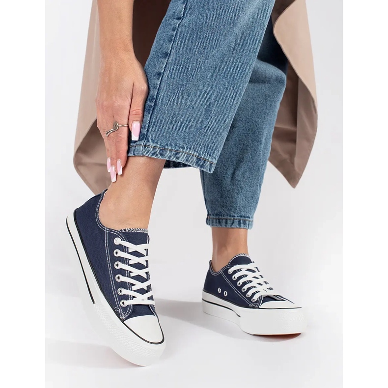 Seastar Tummansiniset klassiset naisten nauhalliset tennarit alustalla sininen 1