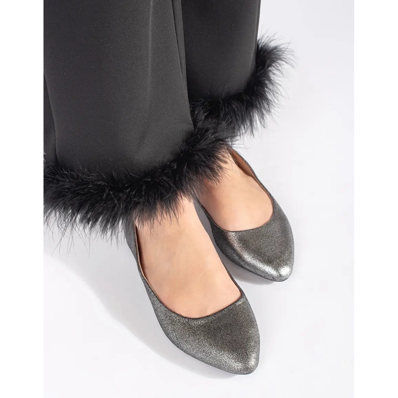 Naisten harmaat kimaltelevat ballerinakengät 2