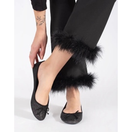 Mustat kiiltävät naisten balettihousut rusetilla 2