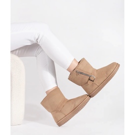 Vaaleanbeiget naisten lumisaappaat koristeellisella soljella ja vetoketjulla 2