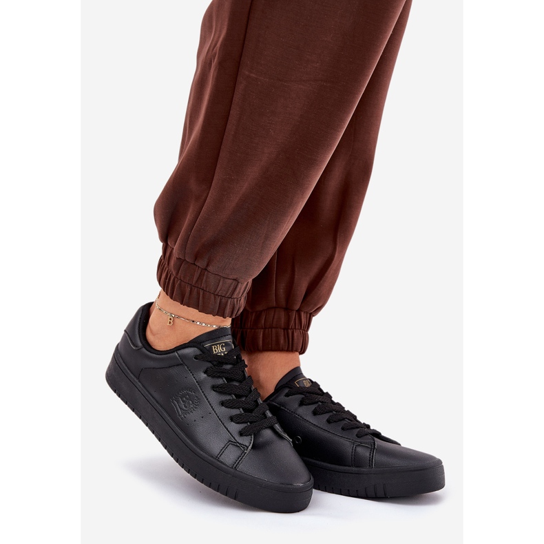 Big Star Matalat naisten lenkkarit, joissa on ekologinen nahka iso tähti NN274576 musta 1