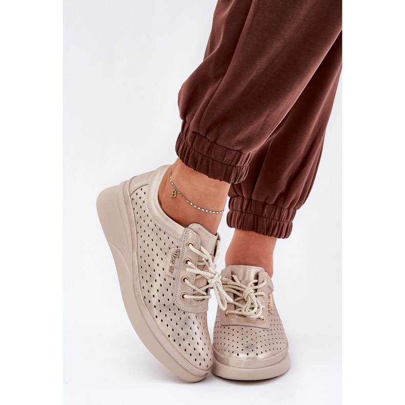 Vinceza Naisten nahkaurheiluurheilu urheilu nukkuva kengät kultainen 2