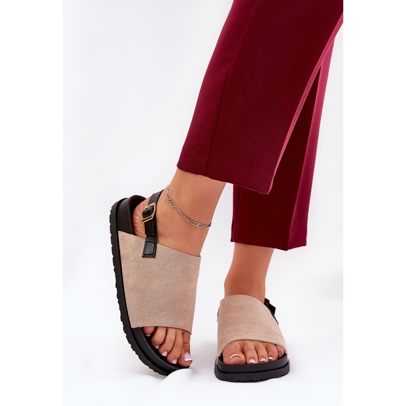 Naisten sandaalit, joissa on ekologinen mokka beige -alustalla 2