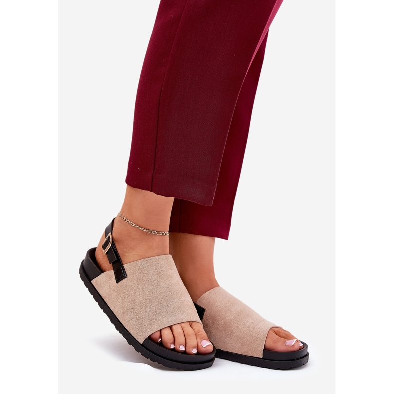 Naisten sandaalit, joissa on ekologinen mokka beige -alustalla 1