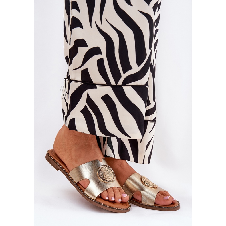 Litteät naisten flopsit koristeellisella kultaisella yksityiskohdilla kultainen 1