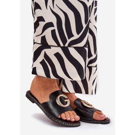 Eco Leather Flat Naisten tohvelit koristeellisilla yksityiskohdilla musta 1