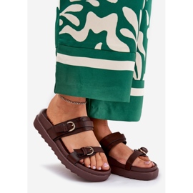 Naisten flip flops lavalla, jossa kultaiset puristimet ruskeat 1