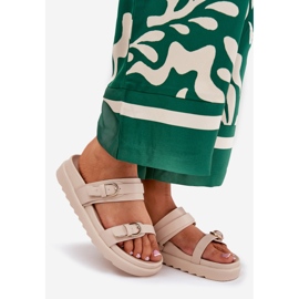 Naisten flip flops lavalla kultaisilla soljilla beige 1