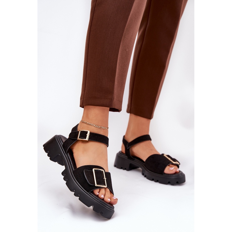 Eco mokkanan naisten sandaalit mustalla puristuksella 2