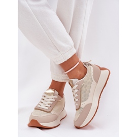 Naisten urheilukengät, joissa on verkot laiturilla beige 3