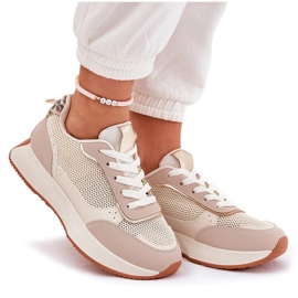 Naisten urheilukengät, joissa on verkot laiturilla beige 8