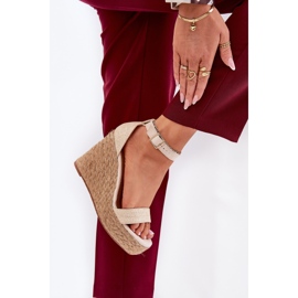 Naisten kiilapunossandaalit, beige 2