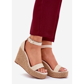 Naisten kiilapunossandaalit, beige 1