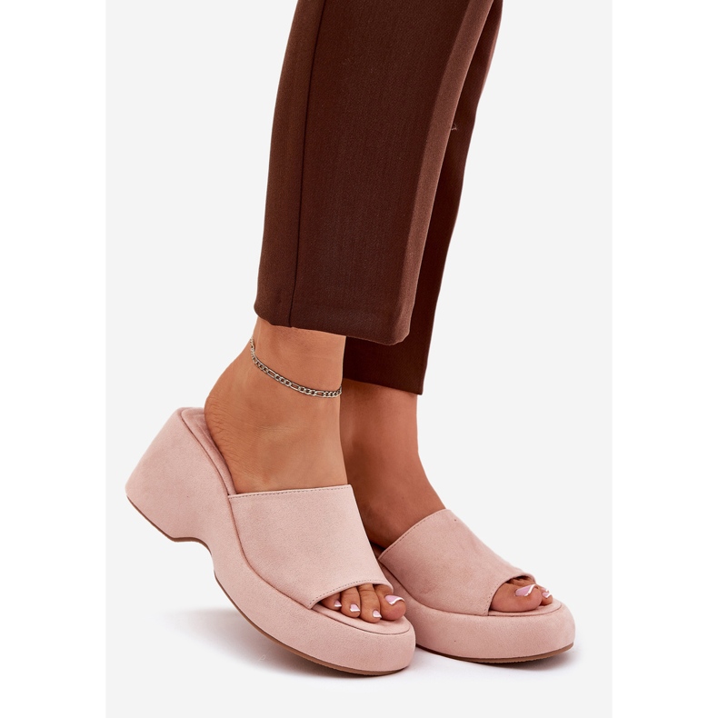 Eco mokkanahkaisten naisten tossut lavalla ja vaaleanpunaiset kiilat vaaleanpunainen 1