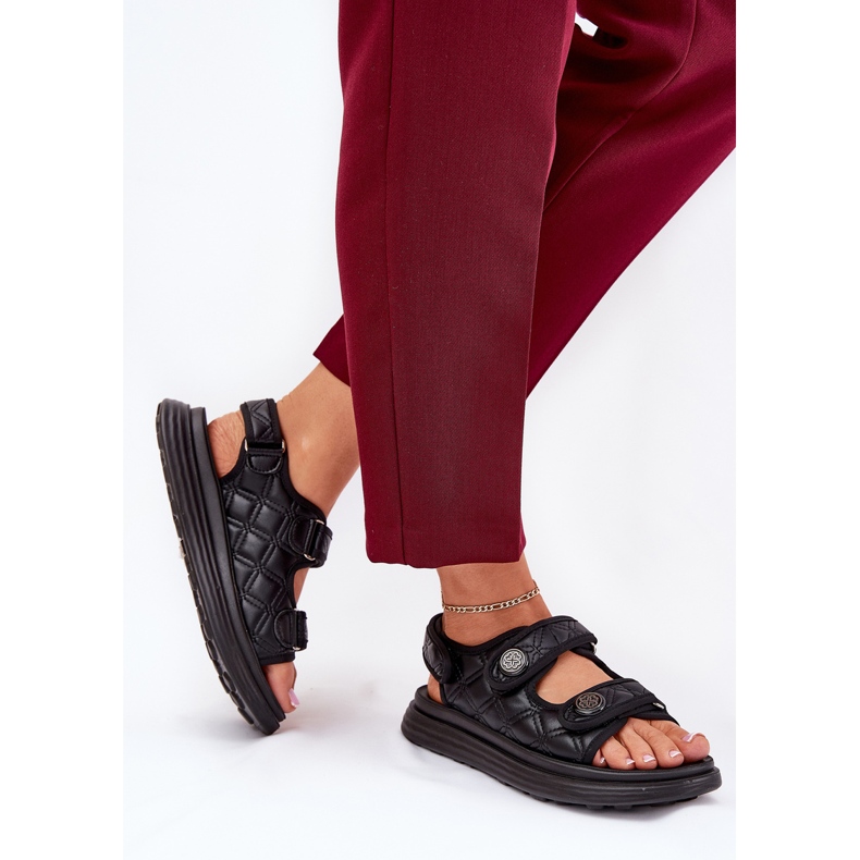 Naisten sandaalit koristeellisilla mustalla tarranauhalla 2