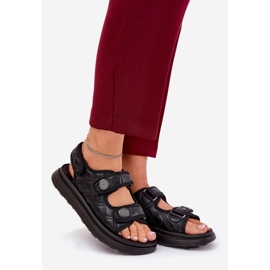 Naisten sandaalit koristeellisilla mustalla tarranauhalla 1