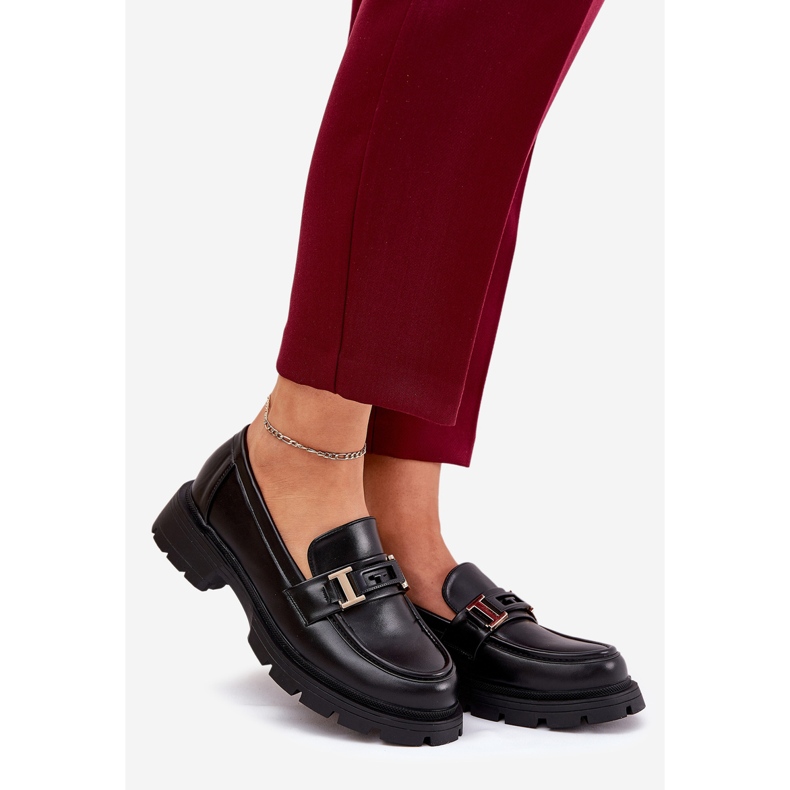 Naisten mokkasiinit, joissa on ekologinen nahka musta 1