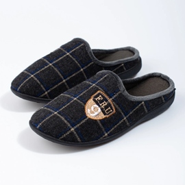 Shelovet miesten harmaat ruudulliset tossut 1