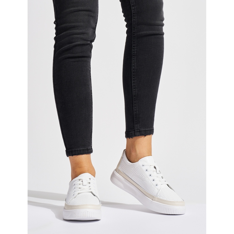 Sergio Leonen nahkaiset harjakattoiset valkoiset tennarit valkoinen 1