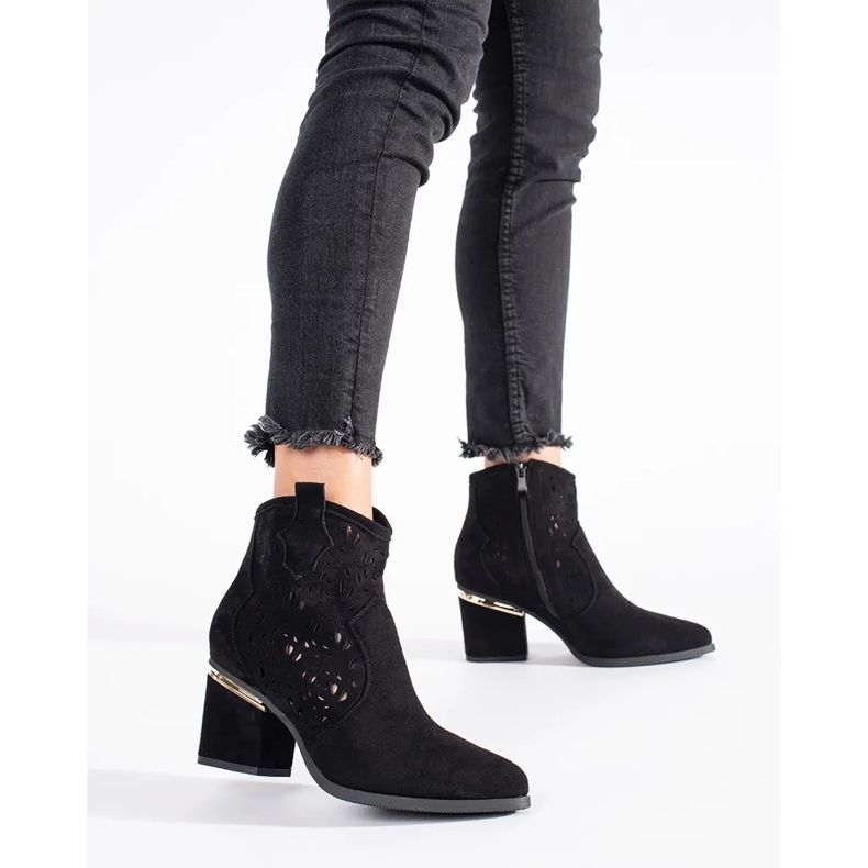 Naisten mustat harjakattoiset cowboysaappaat 1