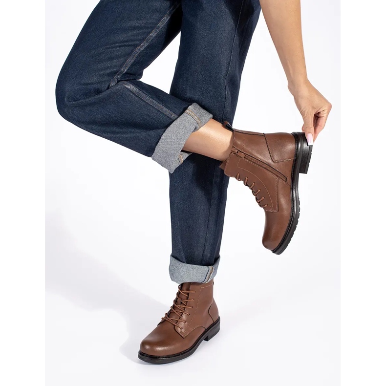 Ruskeat naisten nahkaiset nilkkurit Sergio Leonelta 2