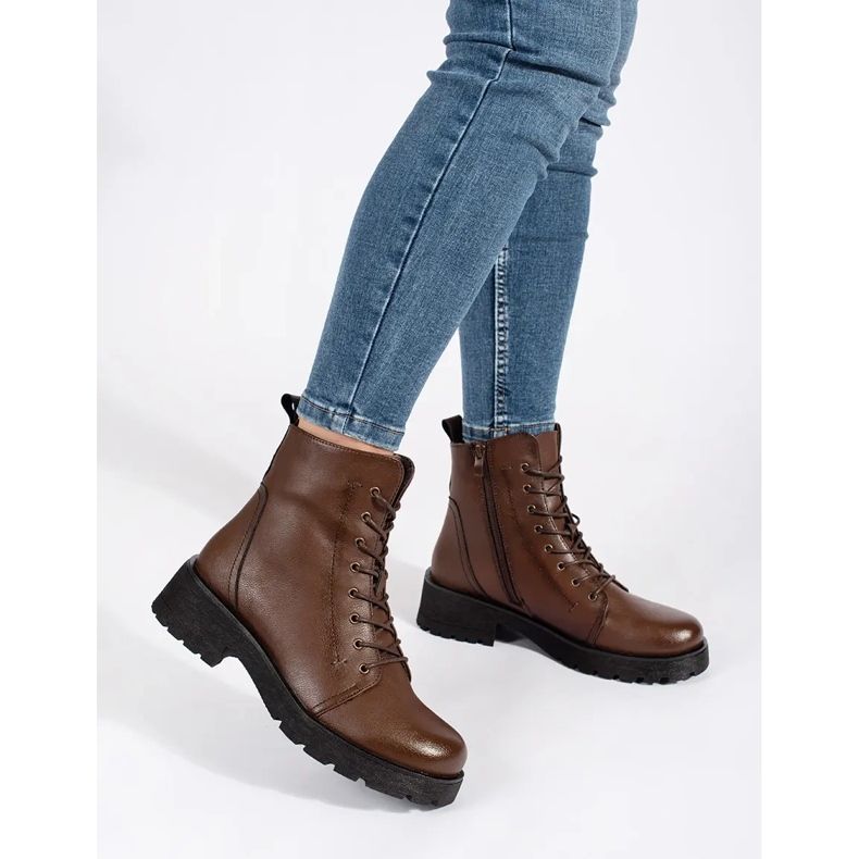 Sergio Leonen tummanruskeat nahkaiset nilkkurit paksulla pohjalla 1