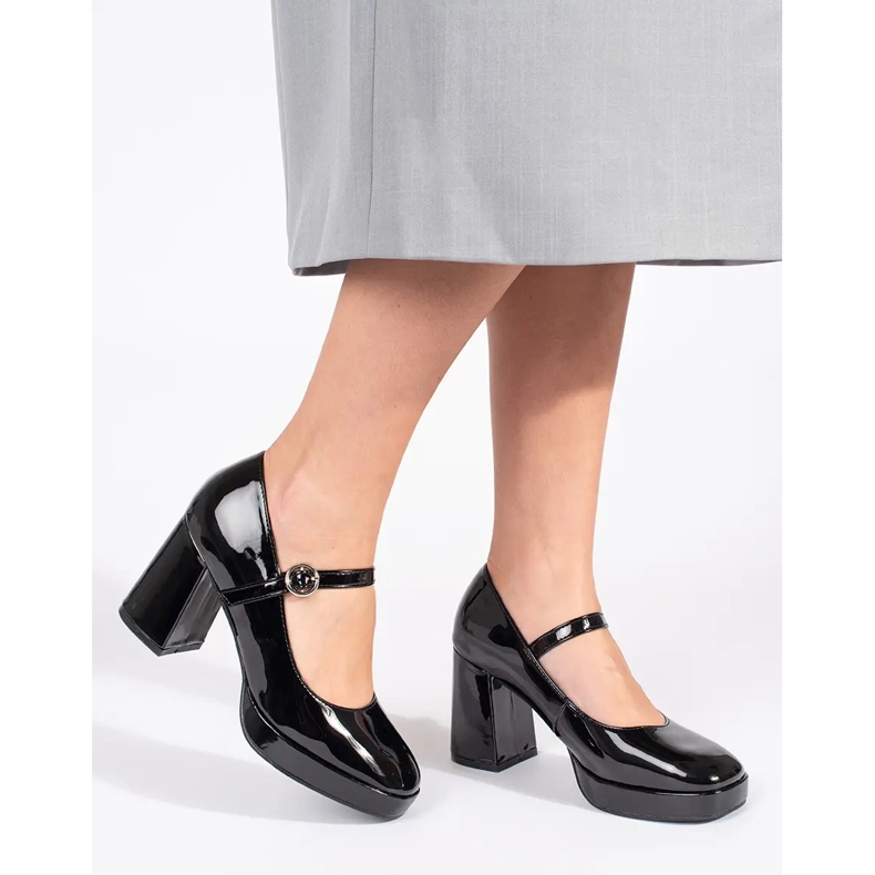 Seastar Naisten mustat patentoidut kengät, joissa korkea kantapää ja solki 1