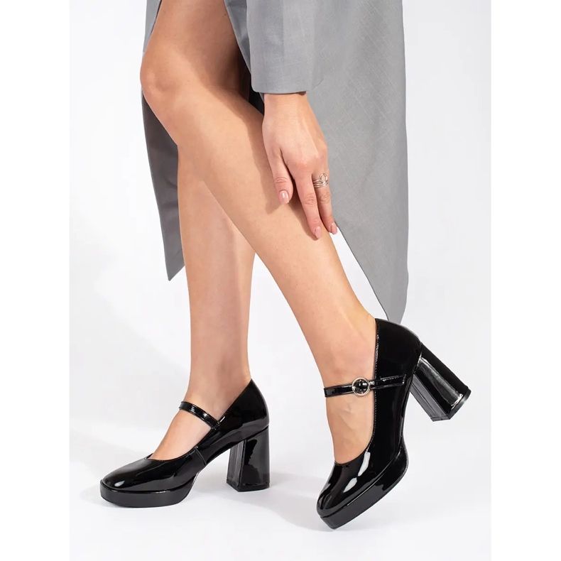 Seastar Naisten mustat patentoidut kengät, joissa korkea kantapää ja solki 2