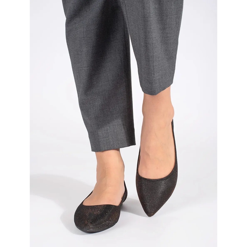 Mustat glitterballerinat tasaisella kantapäällä 2