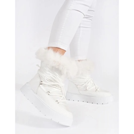 Naisten valkoiset lumisaappaat, joissa paksu pohja valkoinen 1